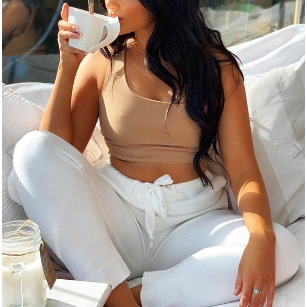 Camel One Shouldered Crop Top